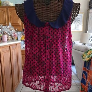 Pink Sleeveless Blouse with Peter Pan Collar